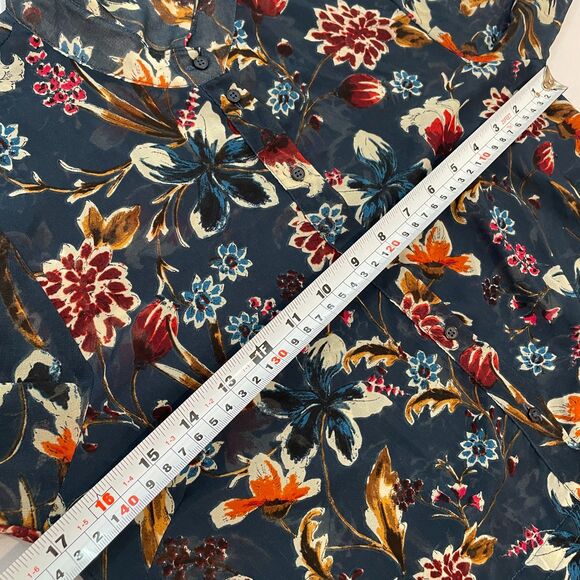 ~ ZARA  Sheer* XS Tunic Blouse/Dress Floral Botanical Boho Button Up Long Sleeve - Picture 7 of 16
